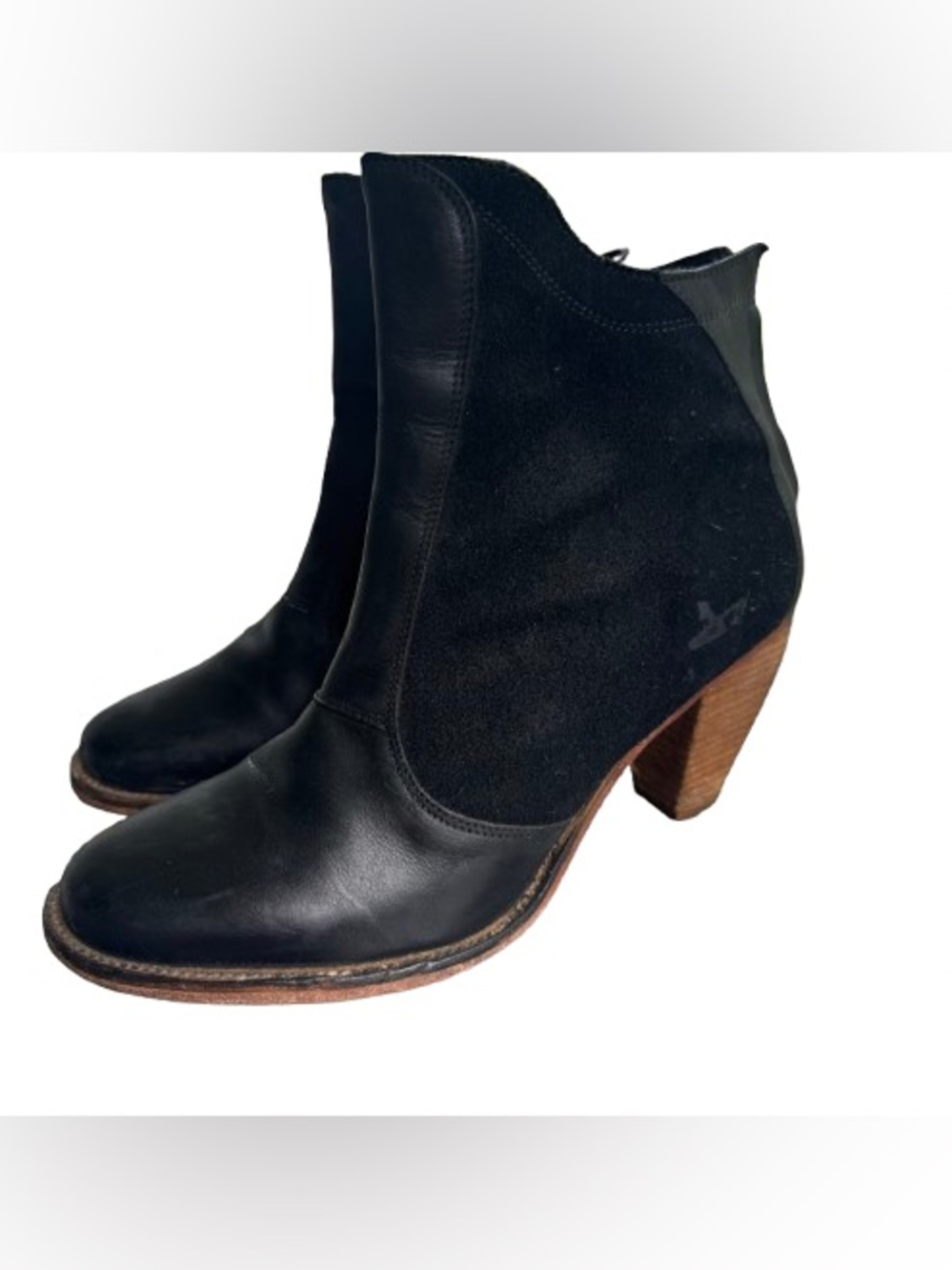J Shoes Black Leather & Suede Ankle Boots